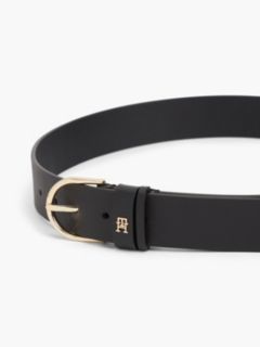 Essential Leather TH Monogram Plaque Belt — Black 3