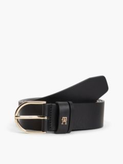Essential Leather TH Monogram Plaque Belt — Black 1