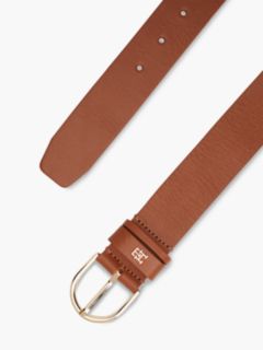 Essential Leather TH Monogram Plaque Belt — Brown 2