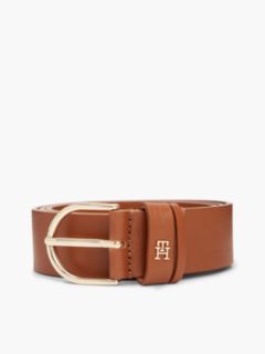 Essential Leather TH Monogram Plaque Belt — Brown 4