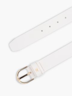 Essential Leather TH Monogram Plaque Belt — White 2