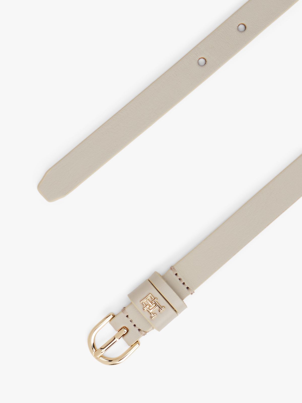 Essential TH Monogram Leather Belt — Beige