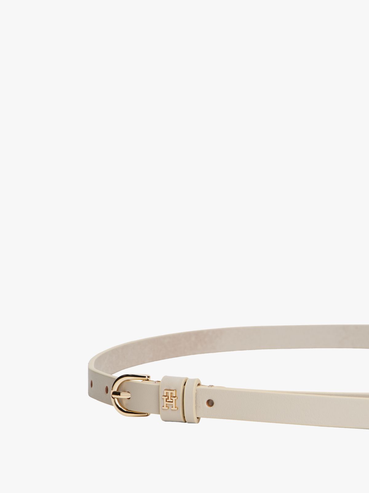 Essential TH Monogram Leather Belt — Beige