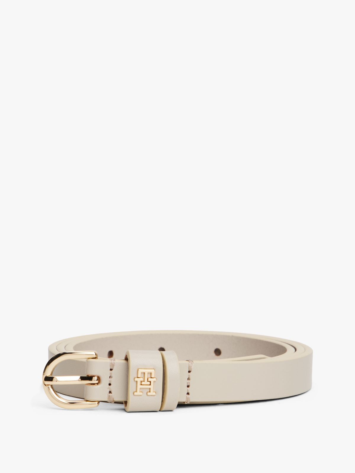 Essential TH Monogram Leather Belt — Beige