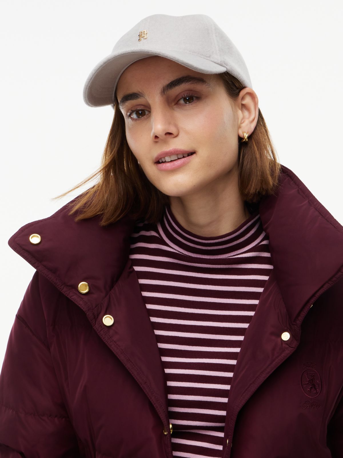 Chic TH Monogram Pure Wool Baseball Cap — Grey
