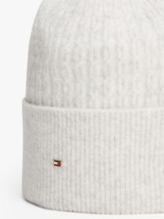 Hilfiger Flag Cable Knit Beanie — White 3