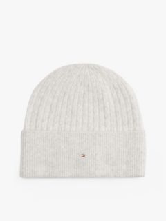 Hilfiger Flag Cable Knit Beanie — White 1