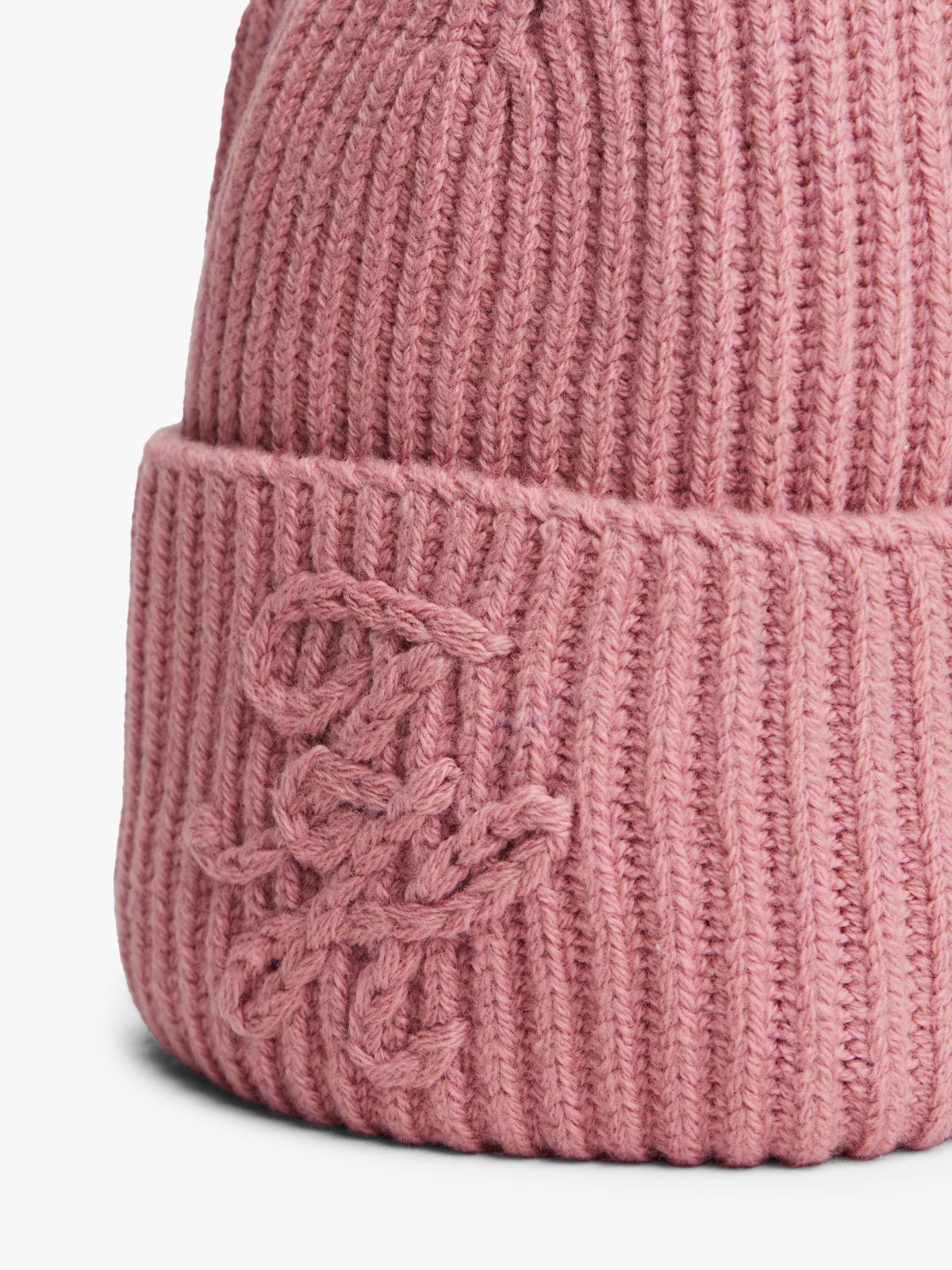 Tonal Logo Embroidery Beanie With Cashmere — Pink