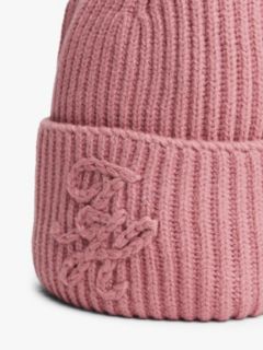 Tonal Logo Embroidery Beanie With Cashmere — Pink 3