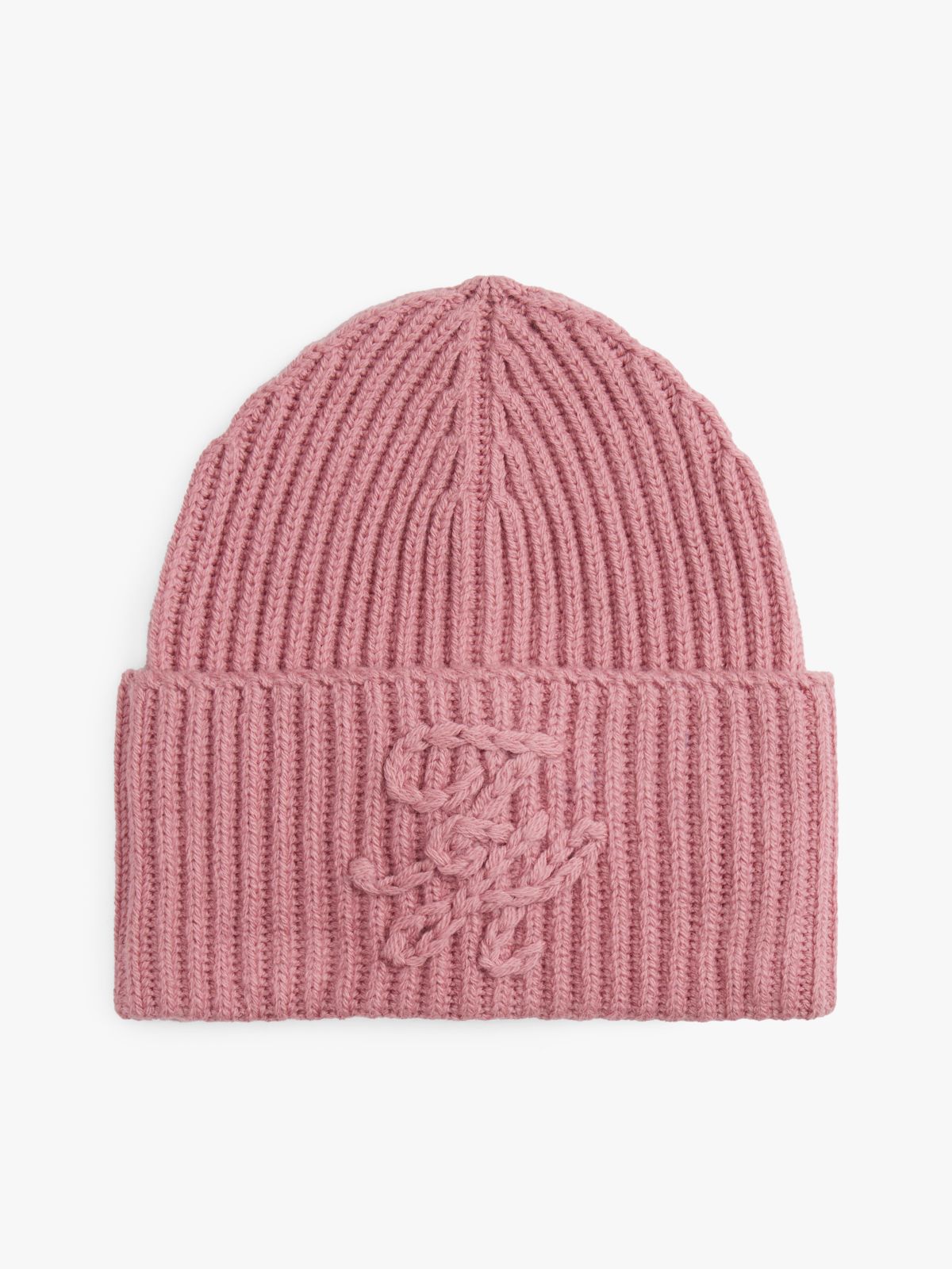 Tonal Logo Embroidery Beanie With Cashmere — Pink