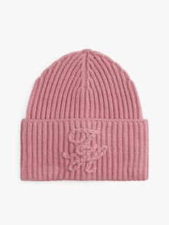 Tonal Logo Embroidery Beanie With Cashmere — Pink 1