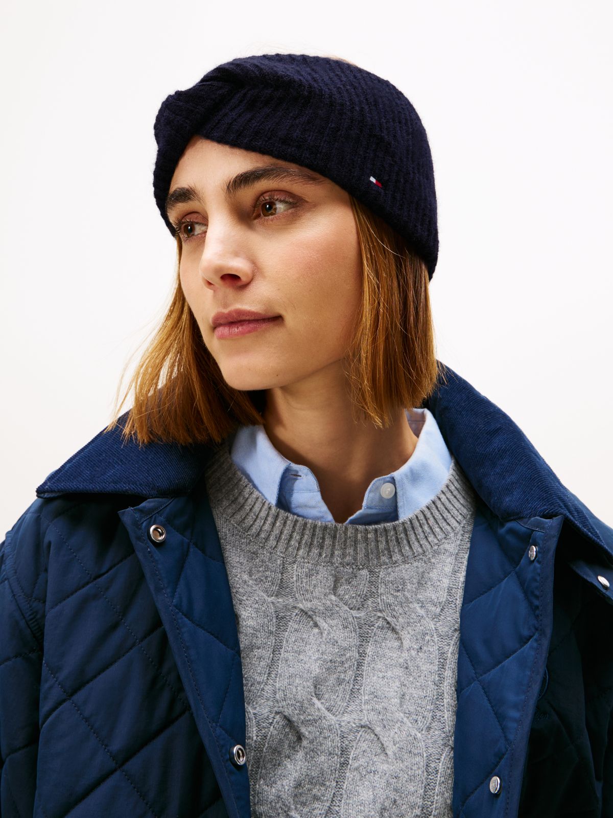 Hilfiger Flag Fuffy Twist Headband With Wool — Blue