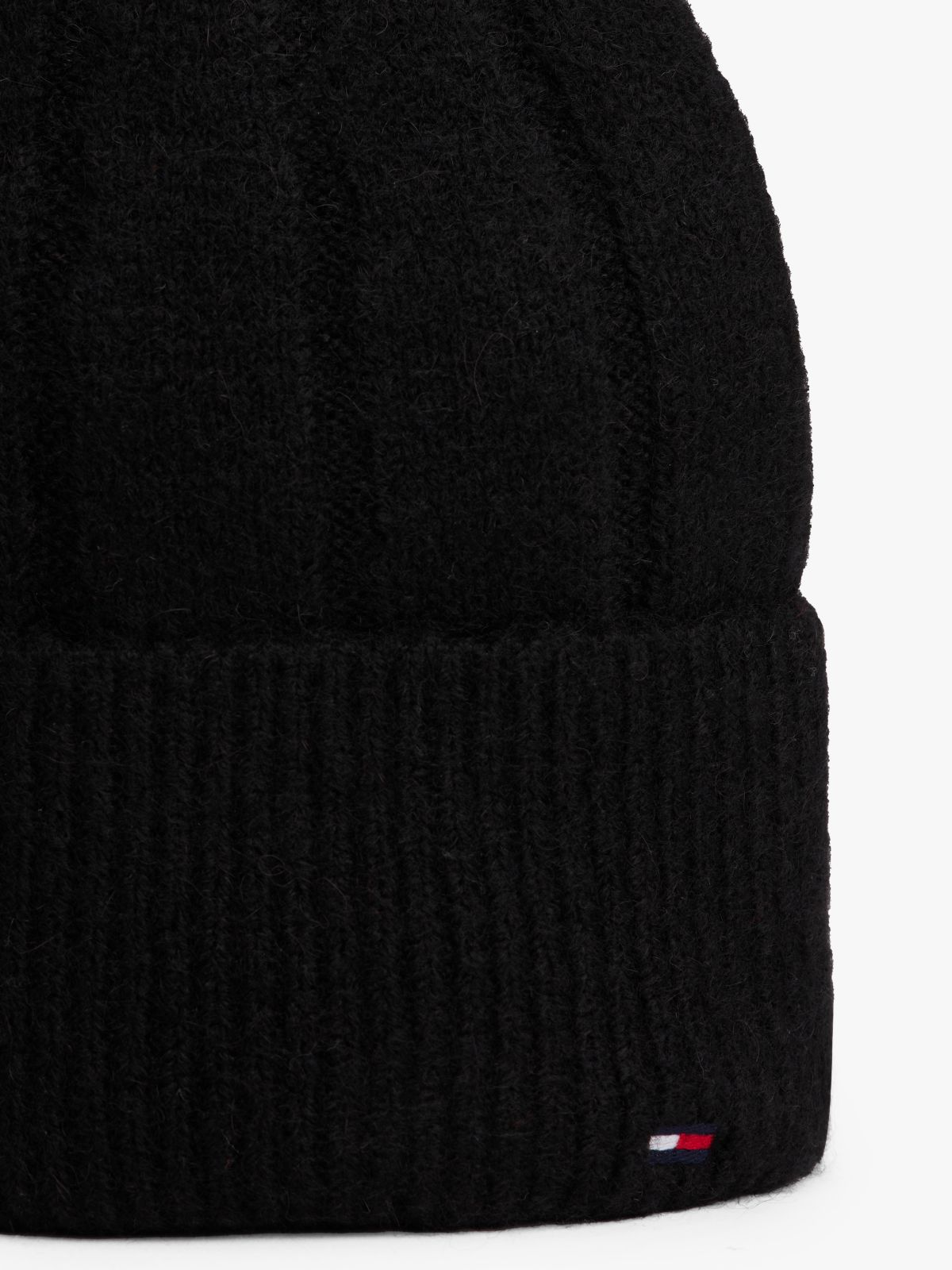 Hilfiger Flag Fluffy Beanie With Wool — Black