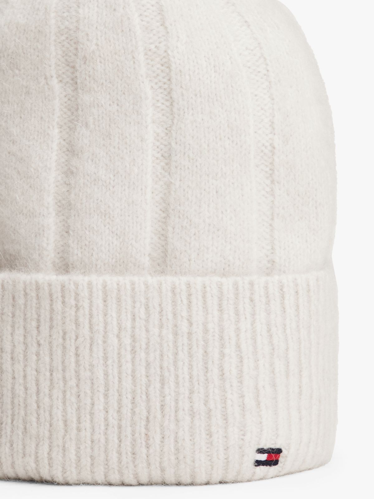 Hilfiger Flag Fluffy Beanie With Wool — White