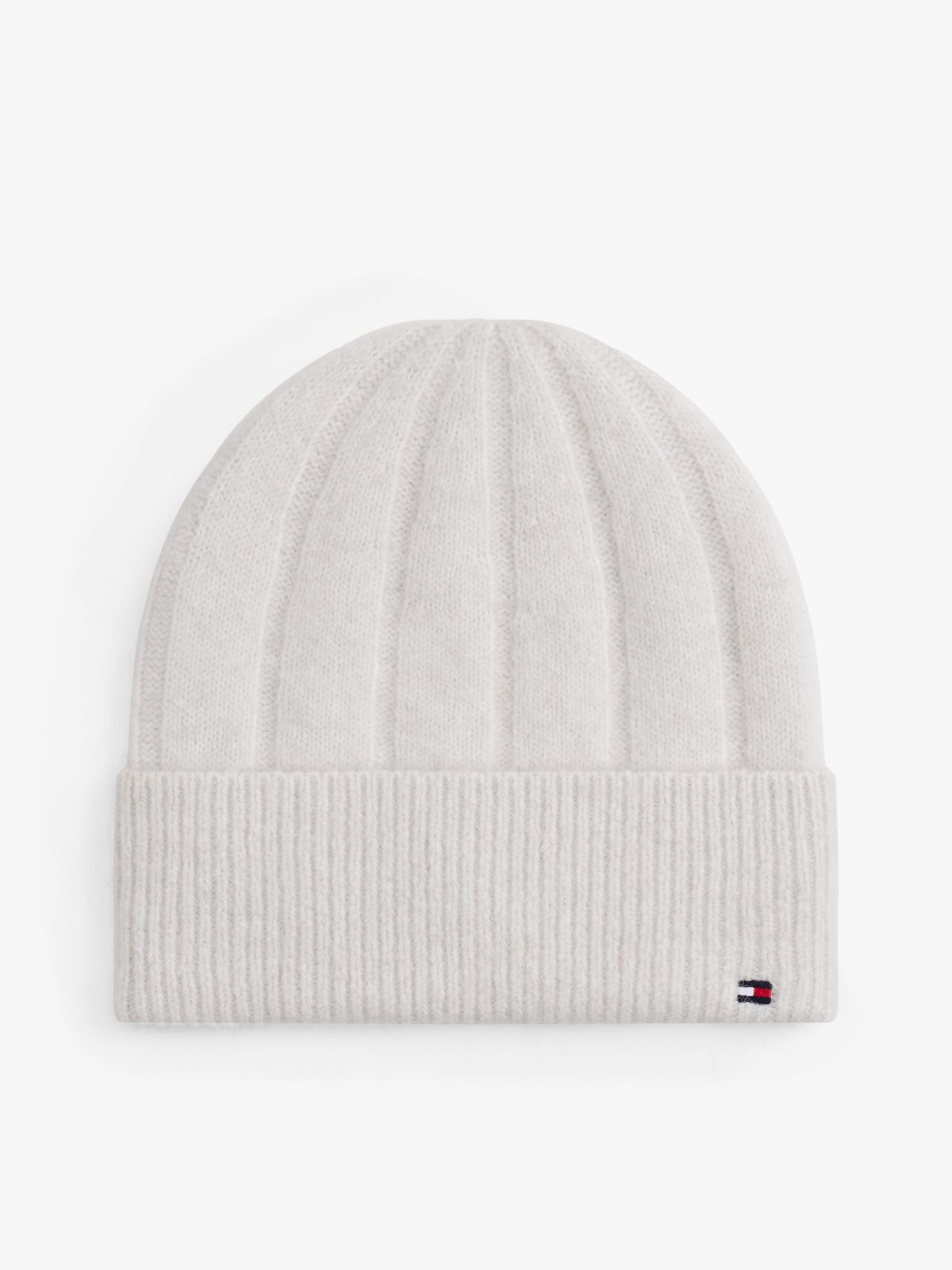 Hilfiger Flag Fluffy Beanie With Wool — White