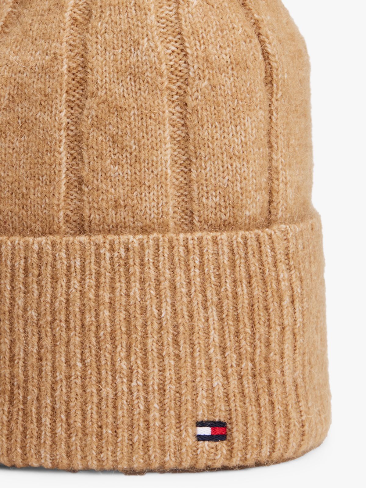 Hilfiger Flag Fluffy Beanie With Wool — Beige