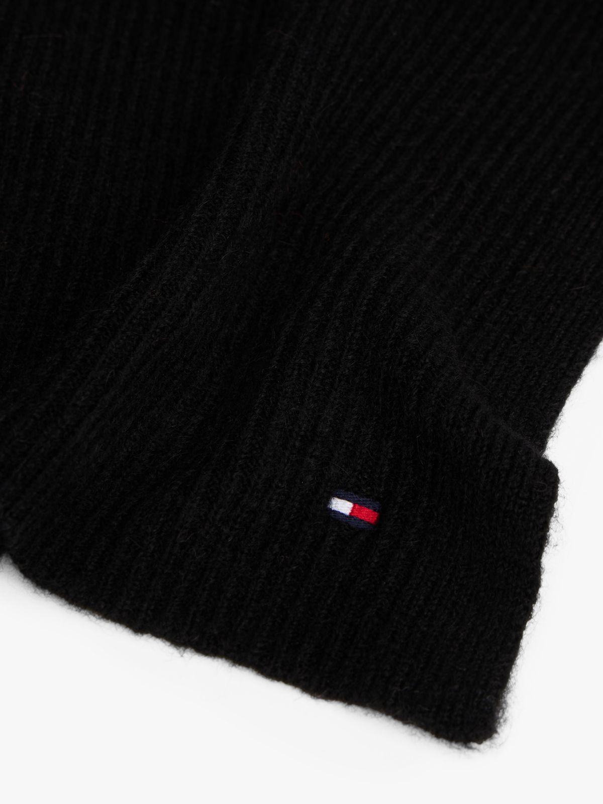 Hilfiger Flag Fluffy Scarf With Wool — Black