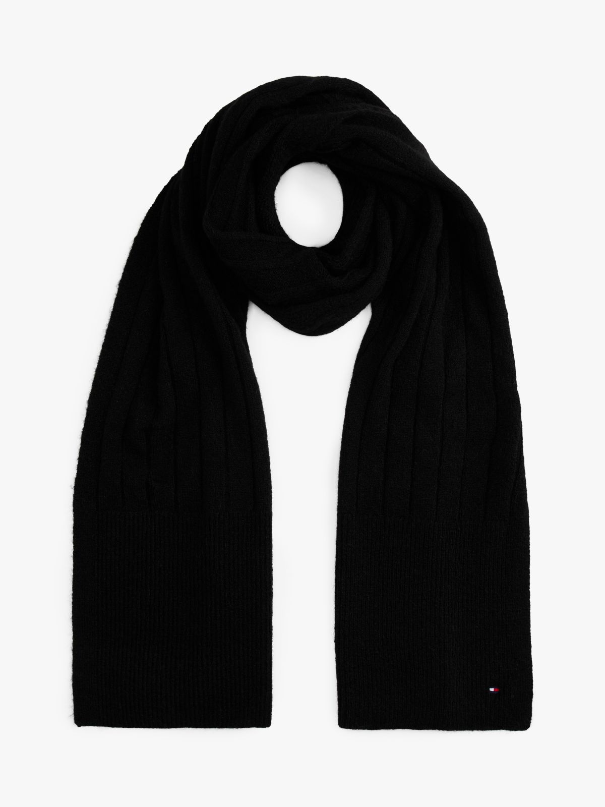 Hilfiger Flag Fluffy Scarf With Wool — Black
