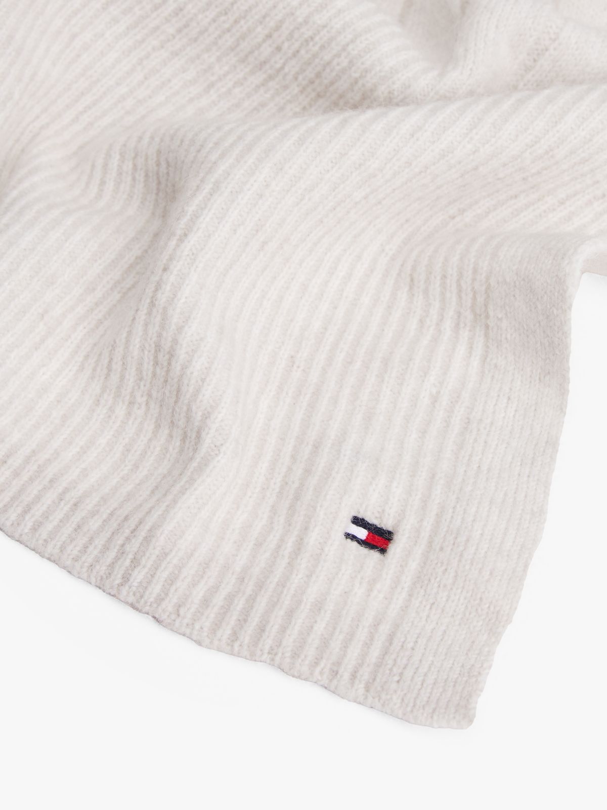 Hilfiger Flag Fluffy Scarf With Wool — White