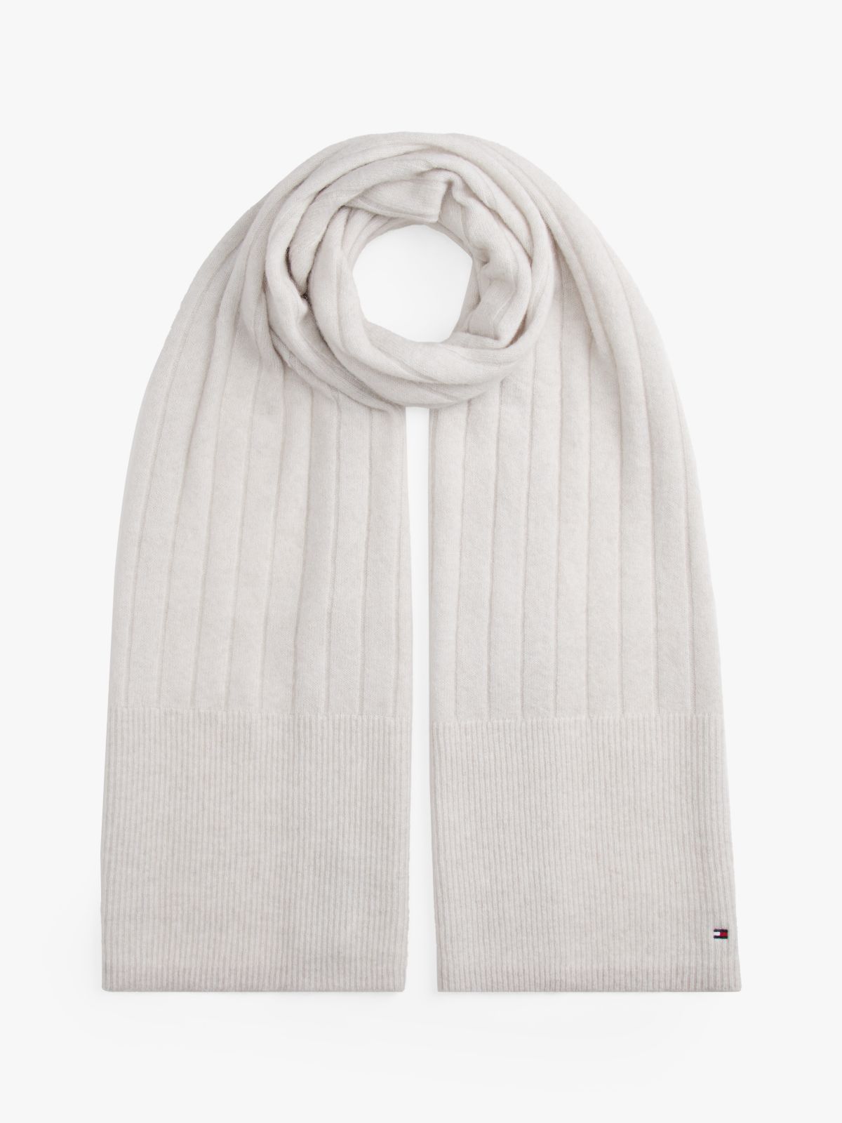 Hilfiger Flag Fluffy Scarf With Wool — White