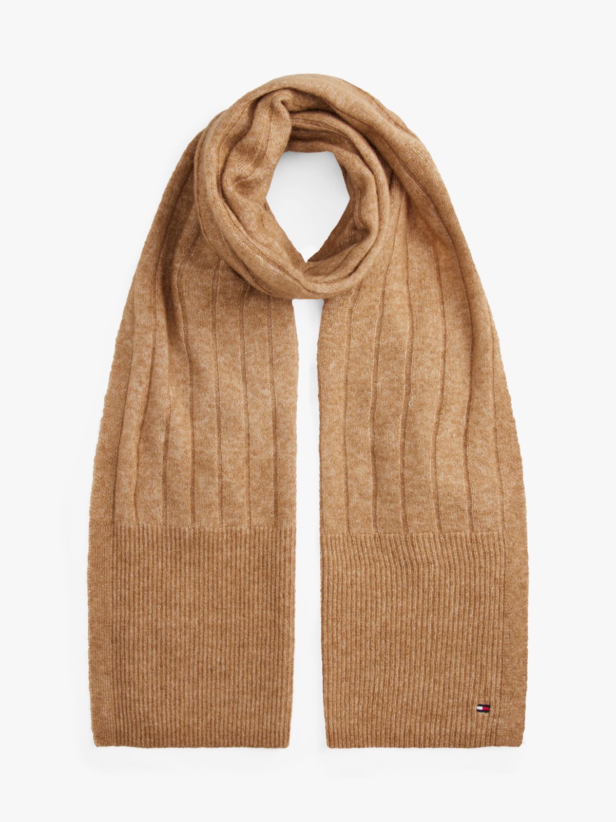 Hilfiger Flag Fluffy Scarf With Wool — Beige