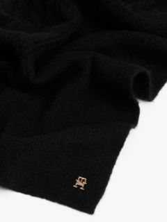 Chic Cable Knit Fluffy Scarf — Black 2