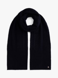 Chic Cable Knit Fluffy Scarf — Blue 1