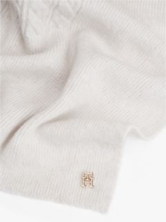 Chic Cable Knit Fluffy Scarf — White 2