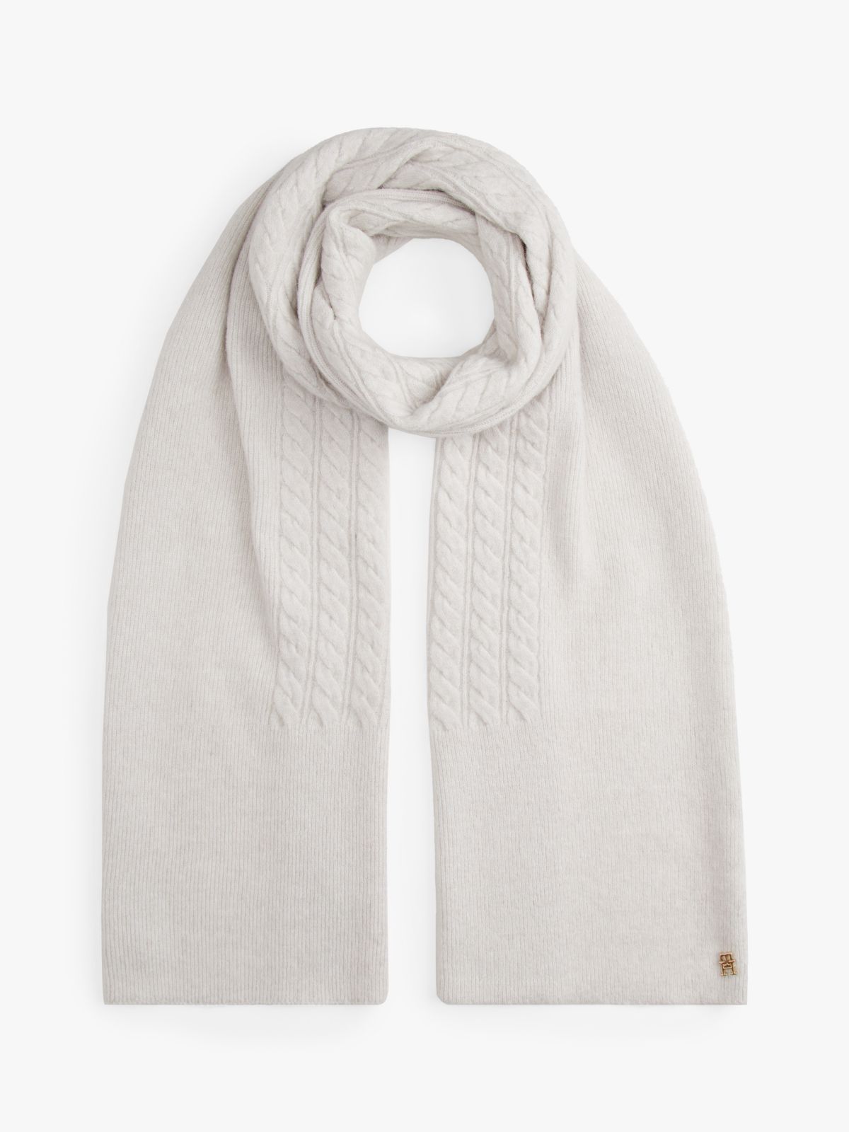 Chic Cable Knit Fluffy Scarf — White