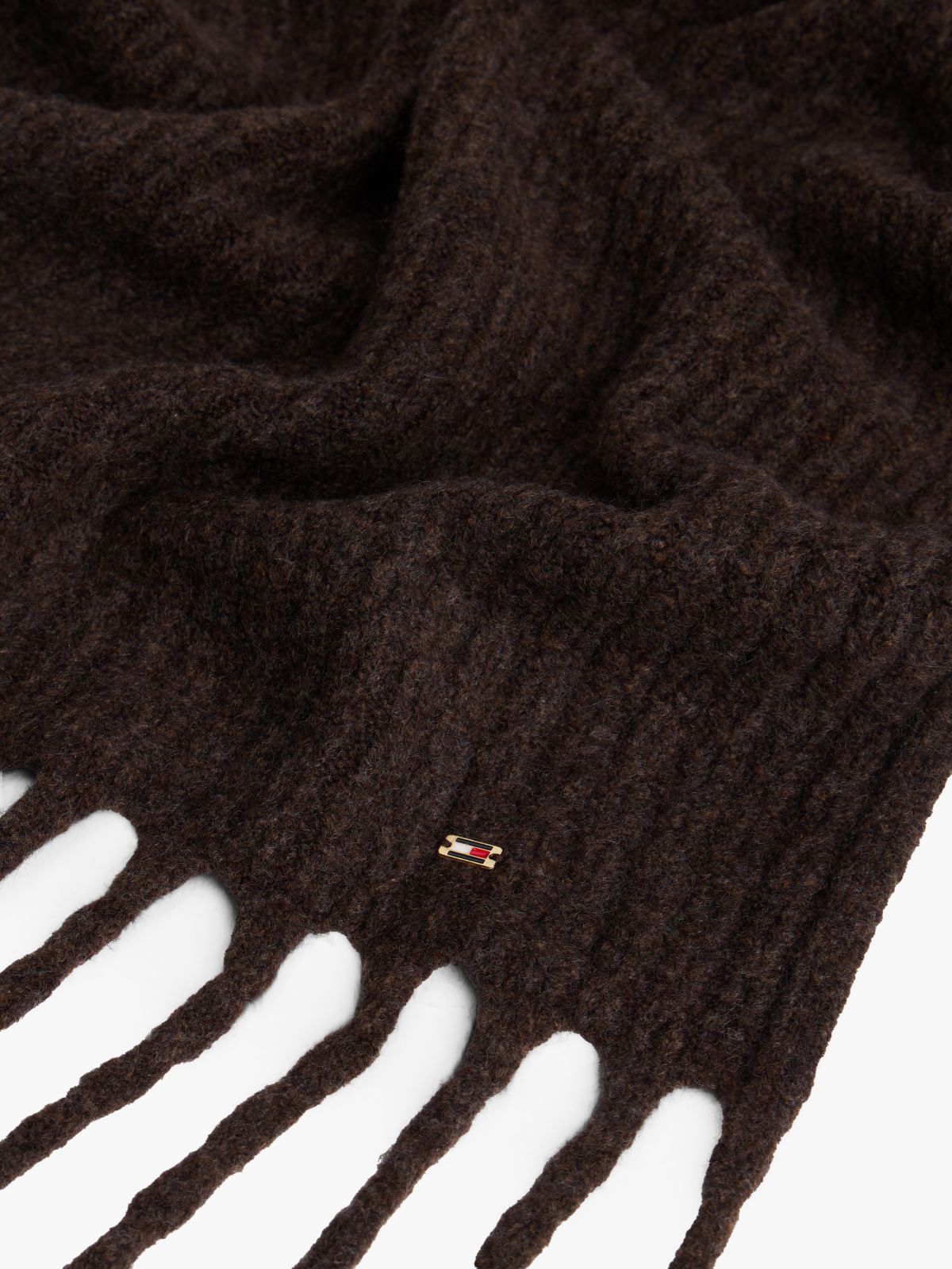 Hilfiger Metal Flag Cable Knit Scarf — Grey