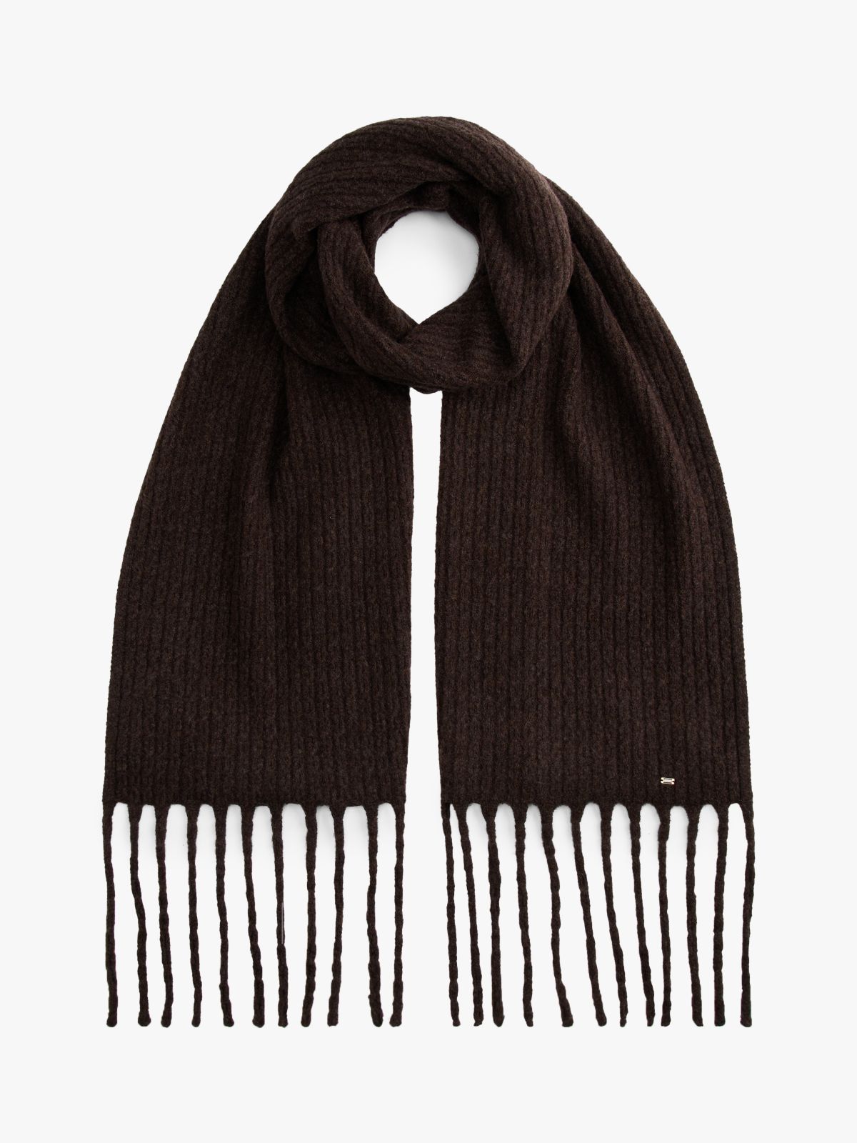 Hilfiger Metal Flag Cable Knit Scarf — Grey
