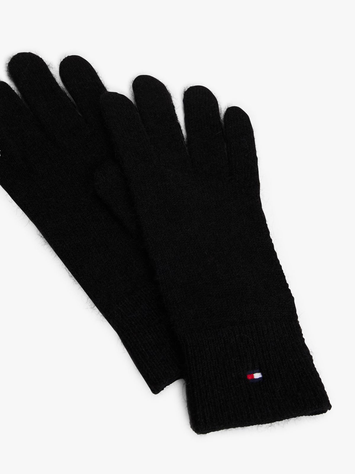 Hilfiger Flag Fluffy Knit Gloves — Black