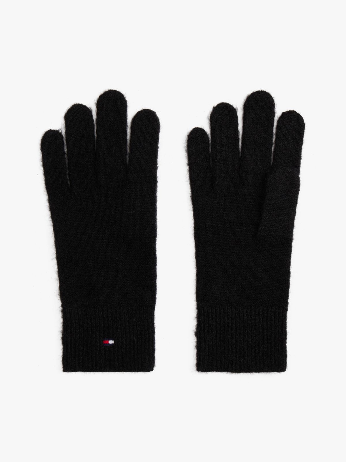 Hilfiger Flag Fluffy Knit Gloves — Black