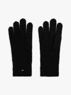 Hilfiger Flag Fluffy Knit Gloves — Black 1