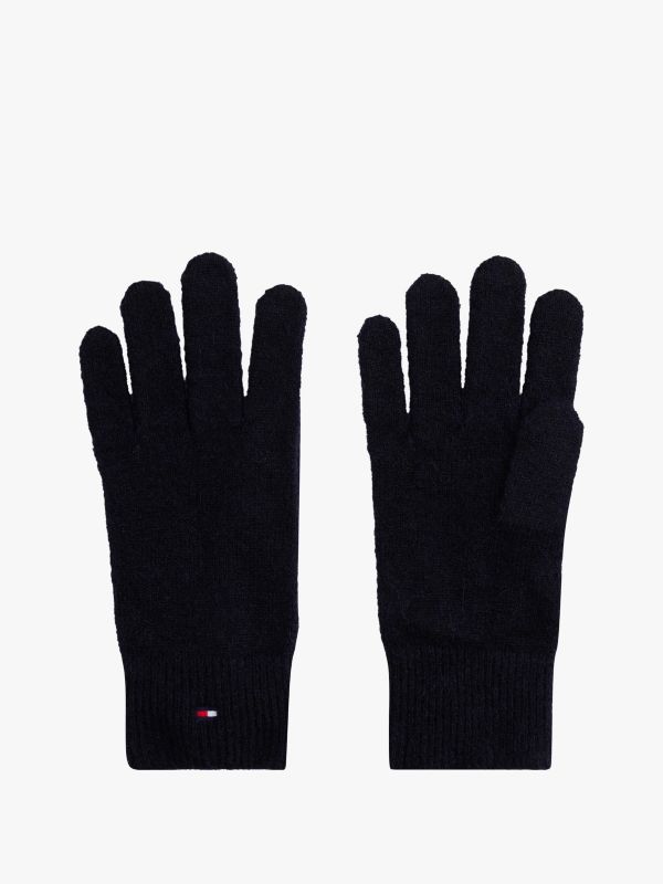 Hilfiger Flag Fluffy Knit Gloves — Black