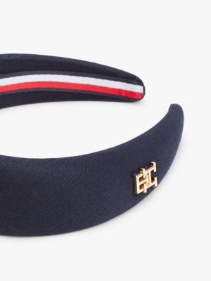 serre-tête chic à plaque monogramme th bleu pour femmes tommy hilfiger