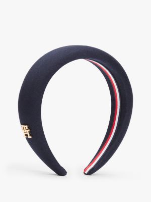 serre-tête chic à plaque monogramme th blue pour femmes tommy hilfiger