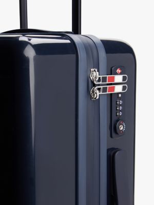 valise cabine rigide brillante bleu pour femmes tommy hilfiger