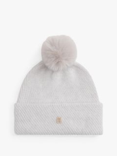 Chic Metallic Pom Pom Beanie — White 1
