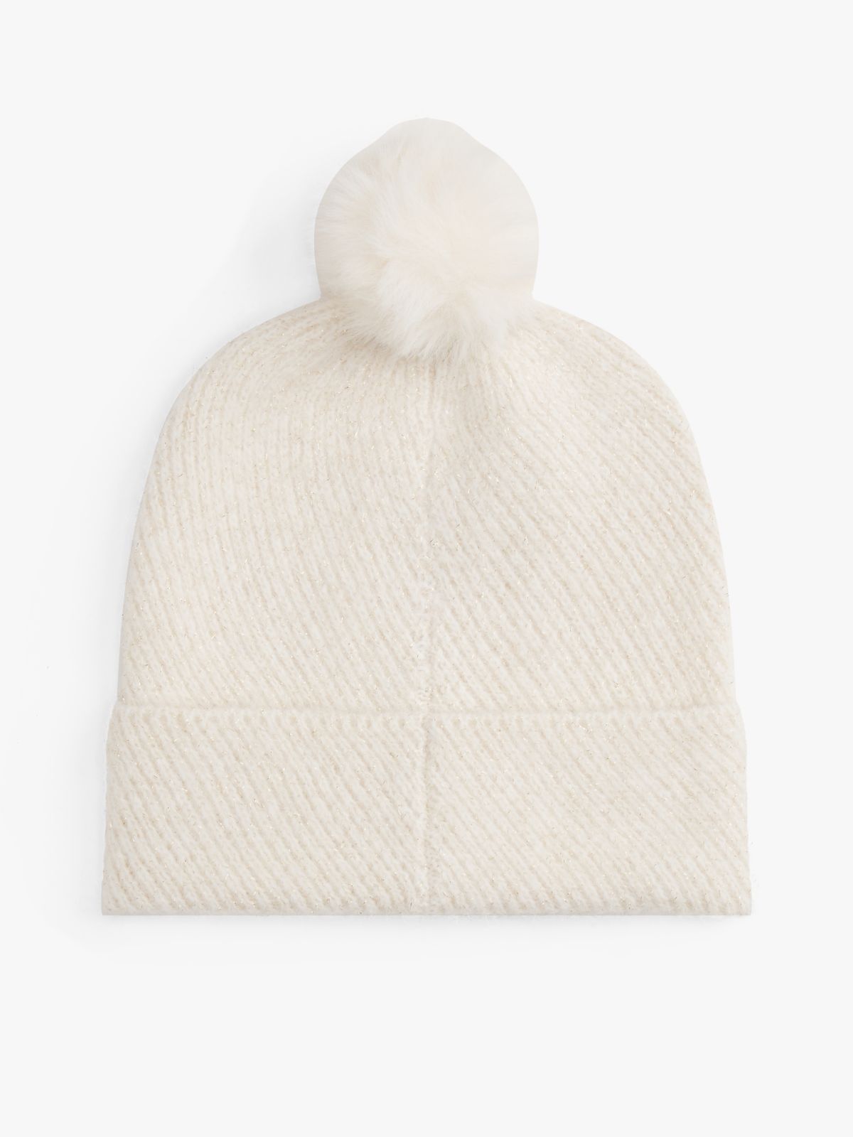 Chic Metallic Pom Pom Beanie — Beige