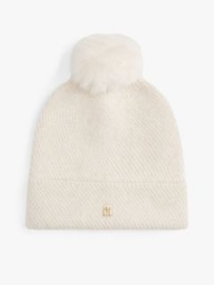 Chic Metallic Pom Pom Beanie — Beige 1