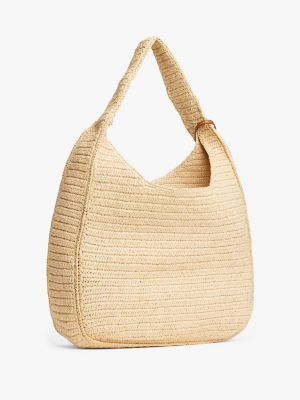 beige raffia hobo bag for women tommy hilfiger