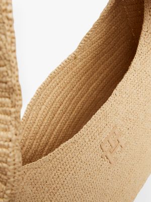 beige raffia hobo bag for women tommy hilfiger