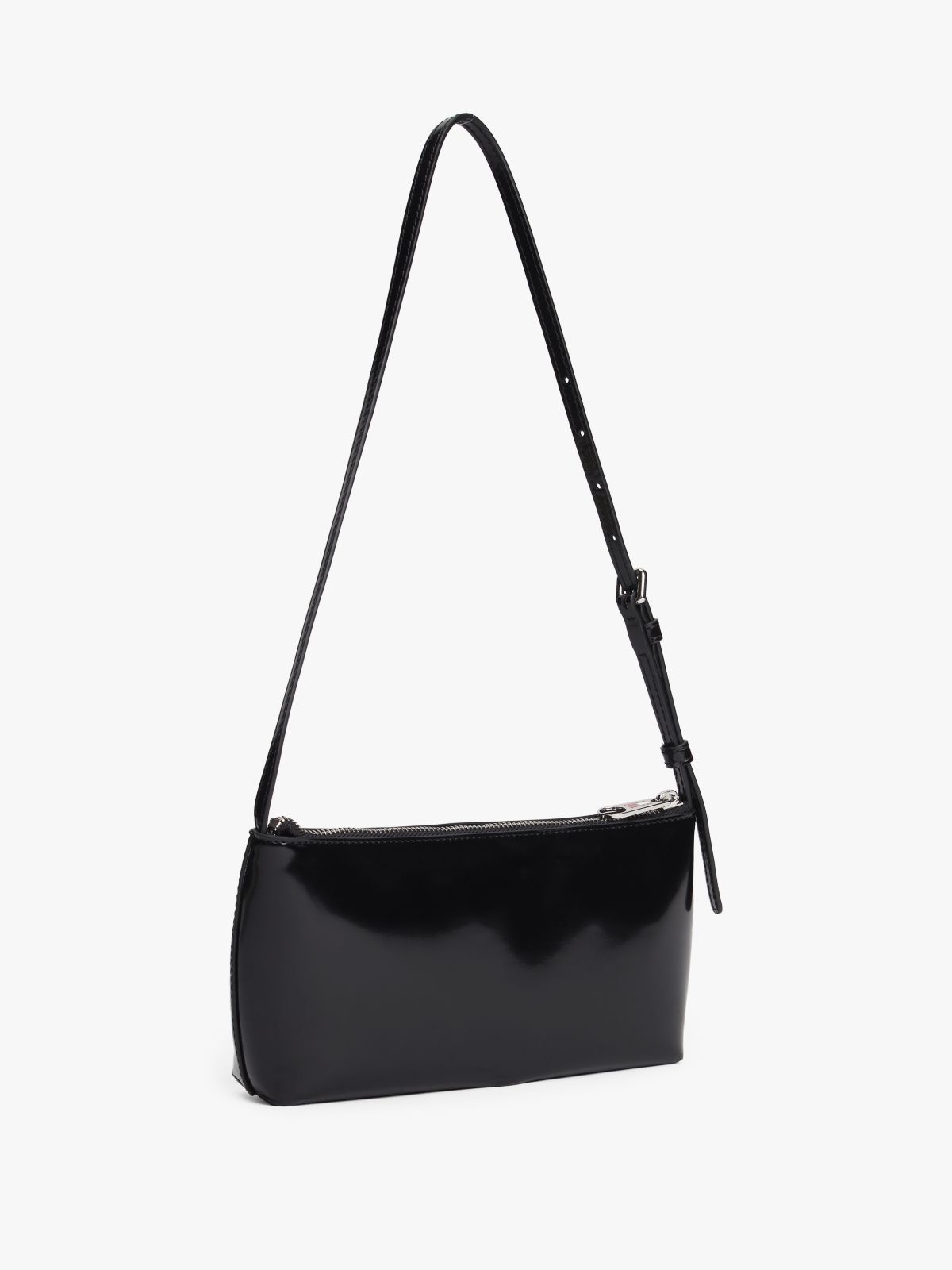 Essential Logo Shiny Shoulder Bag — Black