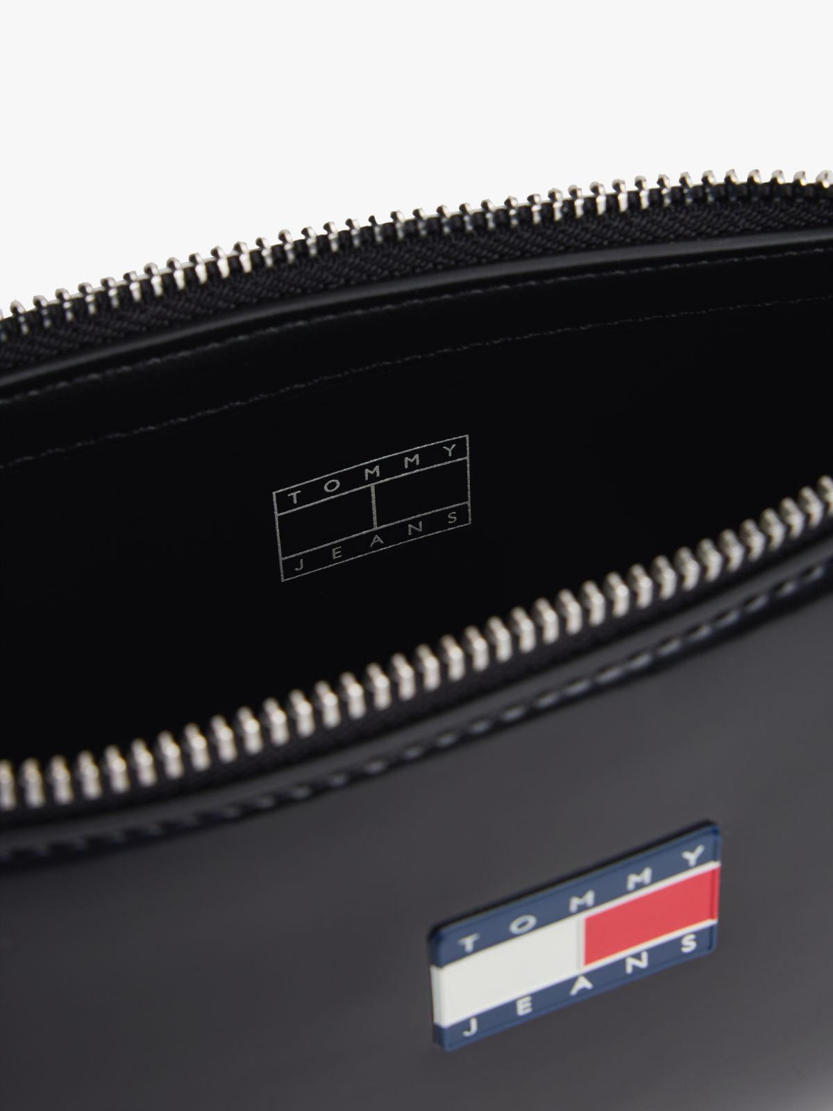Essential Logo Shiny Shoulder Bag — Black
