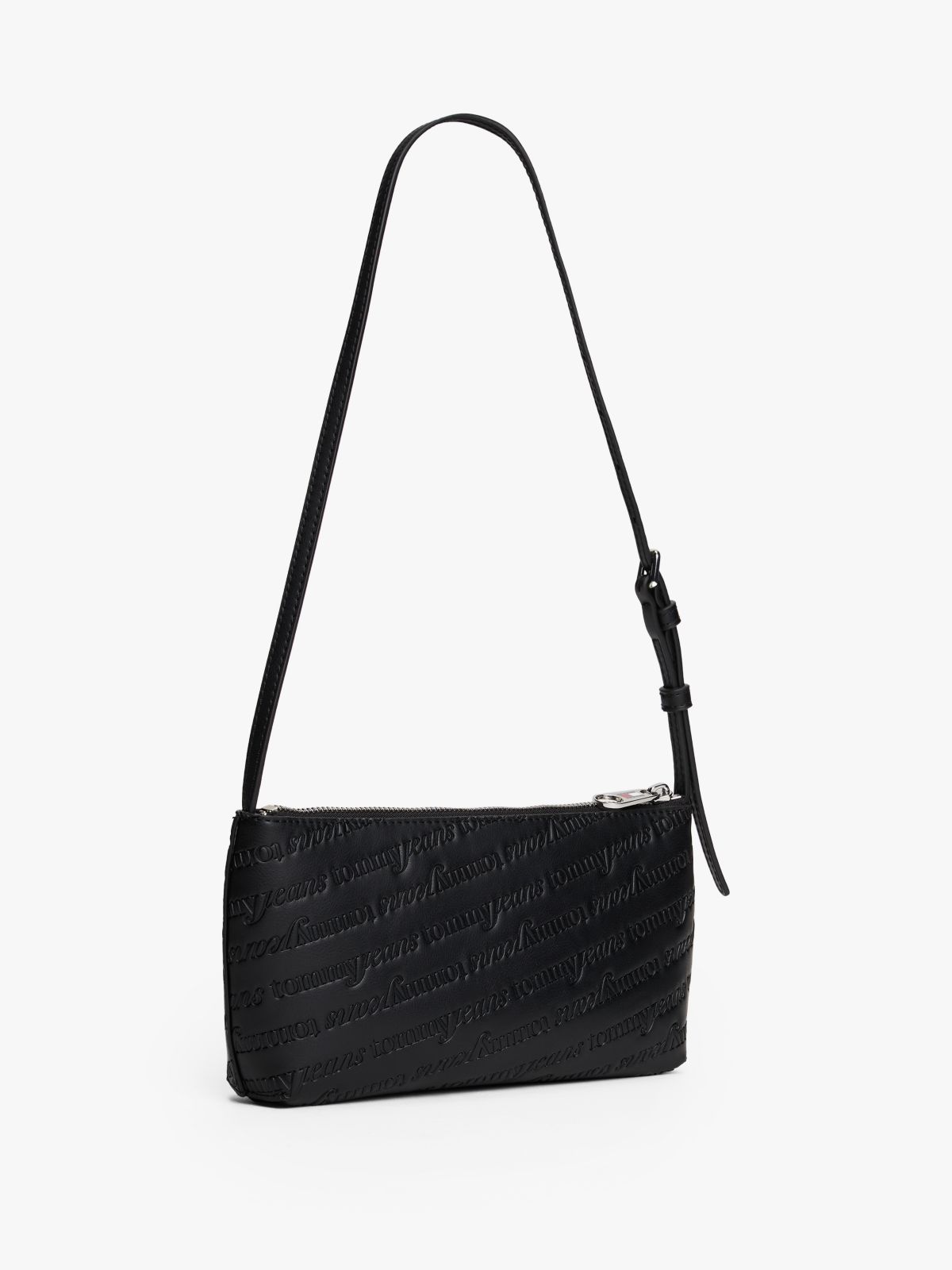 Debossed Logo Shoulder Bag — Black