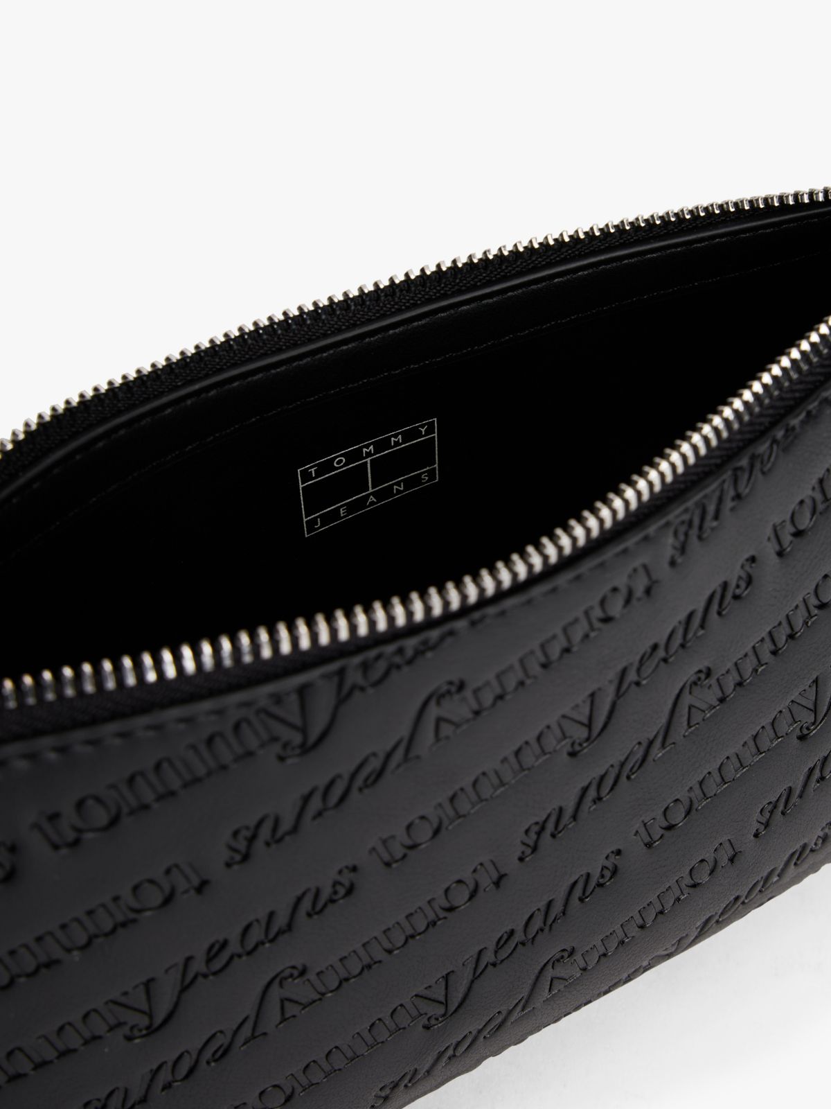 Debossed Logo Shoulder Bag — Black