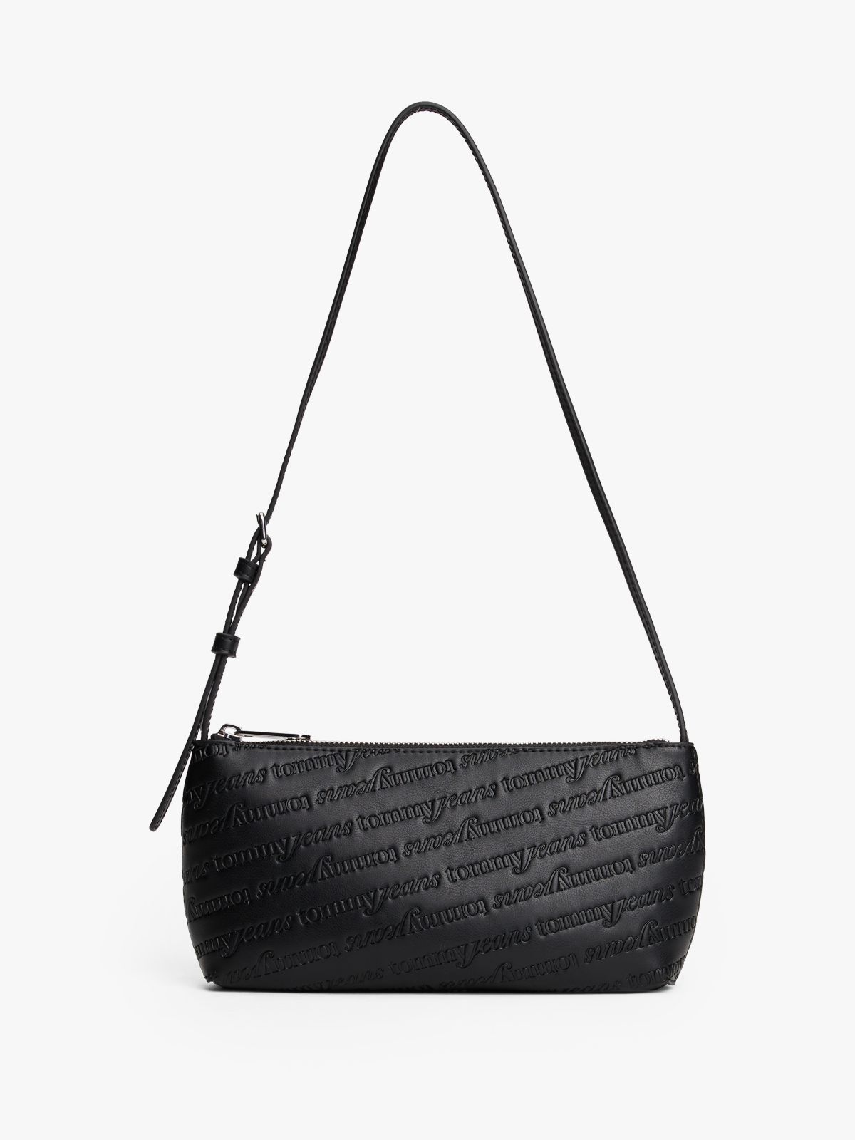Debossed Logo Shoulder Bag — Black