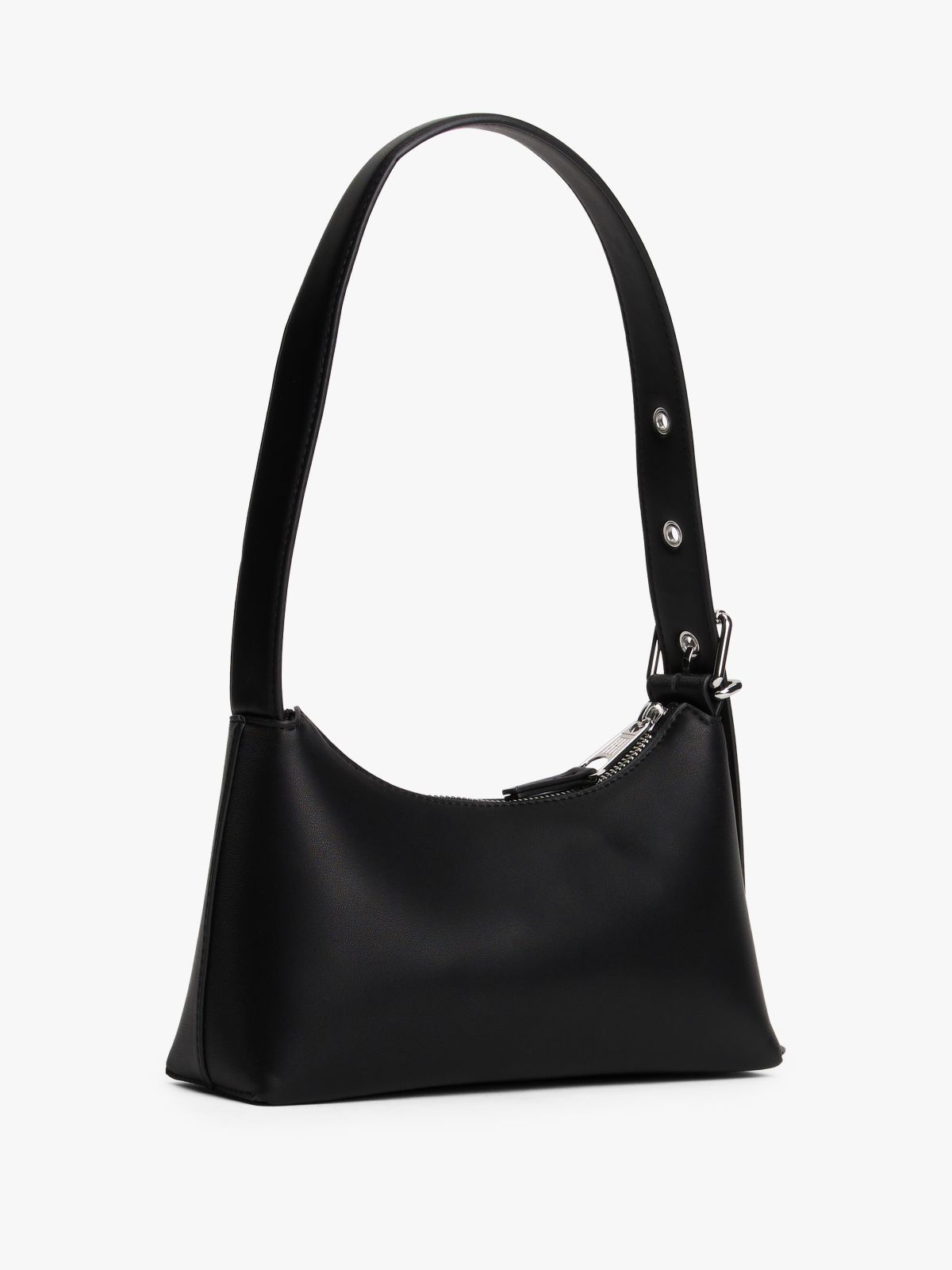 Logo Plaque Shoulder Bag — Black