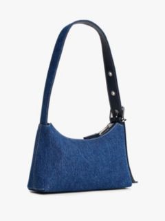 Logo Plaque Denim Shoulder Bag — Blue 2
